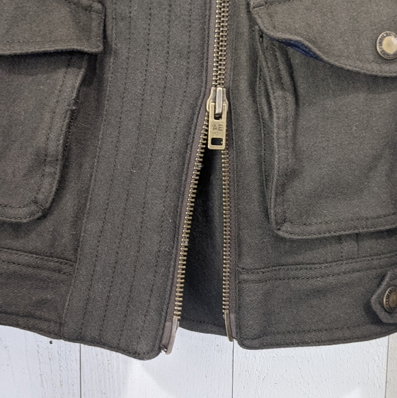 American Eagle Army Green Wool Bomber Coat - Picture 15 of 16